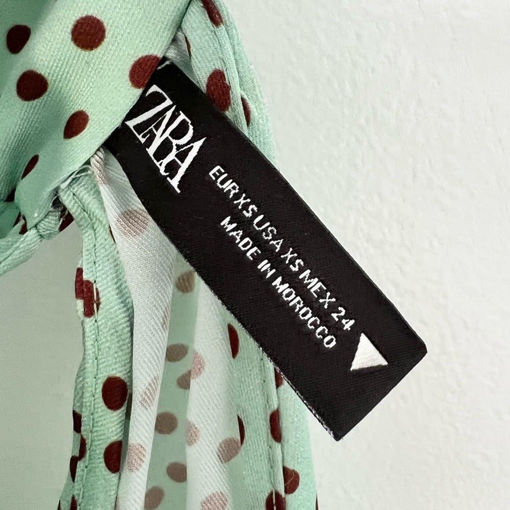 green polka dot top zara